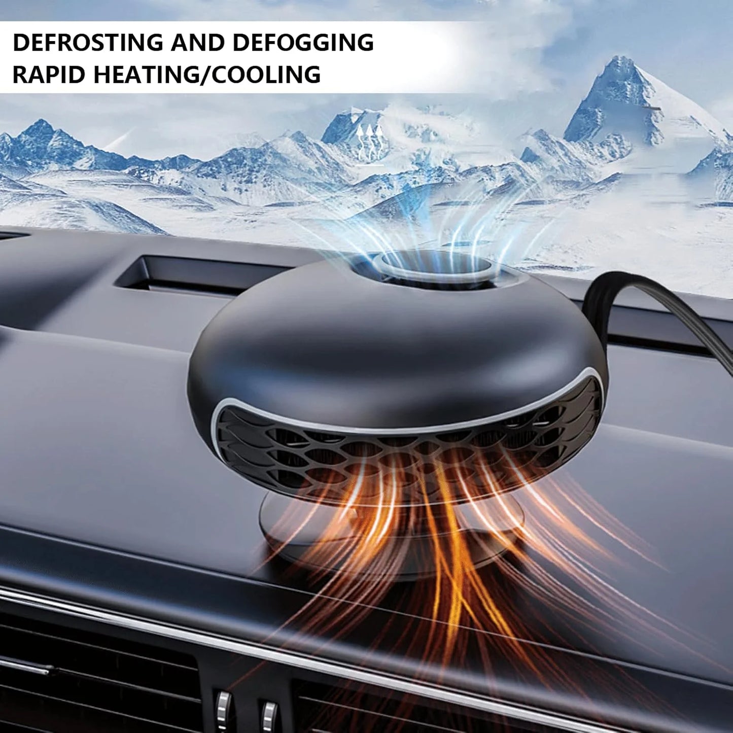 2 In1 Fast Heating and Cooling Car Heaters , Portable Car Heater,12V Car Heater and Defroster, Car Heater That Plugs into Cigarette Lighter 360°Degree Defroster with Rotatable Suction Holder