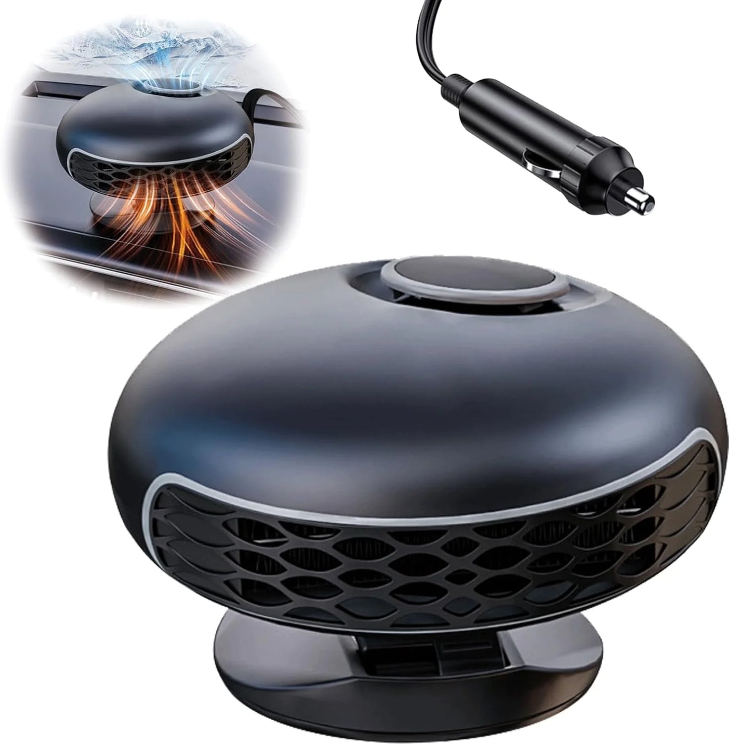 2 In1 Fast Heating and Cooling Car Heaters , Portable Car Heater,12V Car Heater and Defroster, Car Heater That Plugs into Cigarette Lighter 360°Degree Defroster with Rotatable Suction Holder