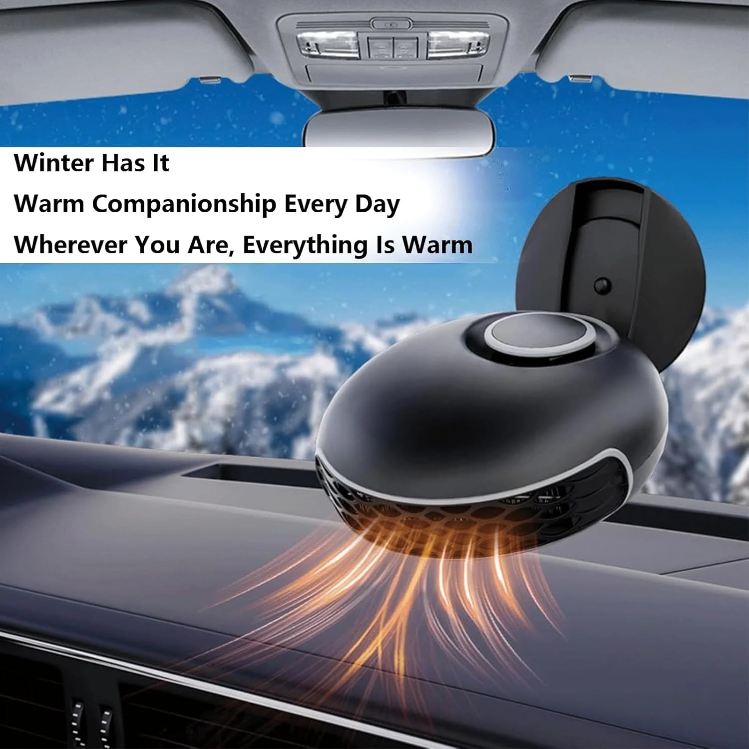 2 In1 Fast Heating and Cooling Car Heaters , Portable Car Heater,12V Car Heater and Defroster, Car Heater That Plugs into Cigarette Lighter 360°Degree Defroster with Rotatable Suction Holder